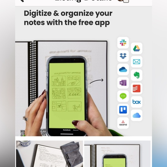 Rocketbook Note Smart Reusable Executive Planner Dot-Grid and Lined, 5" X 7" - Picture 3 of 5